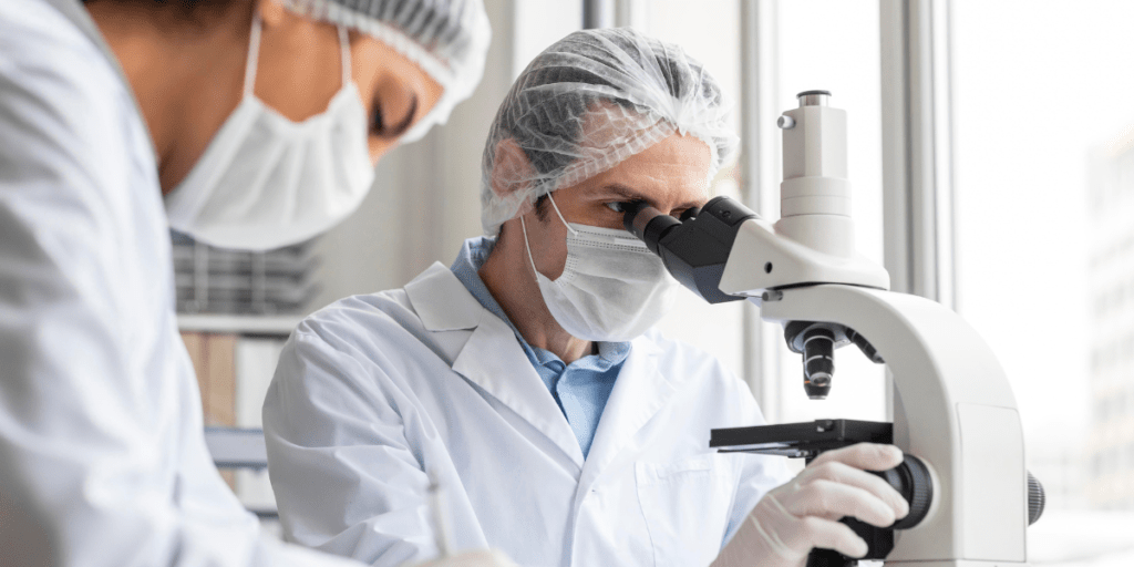 two scientist working in asbestos laboratory