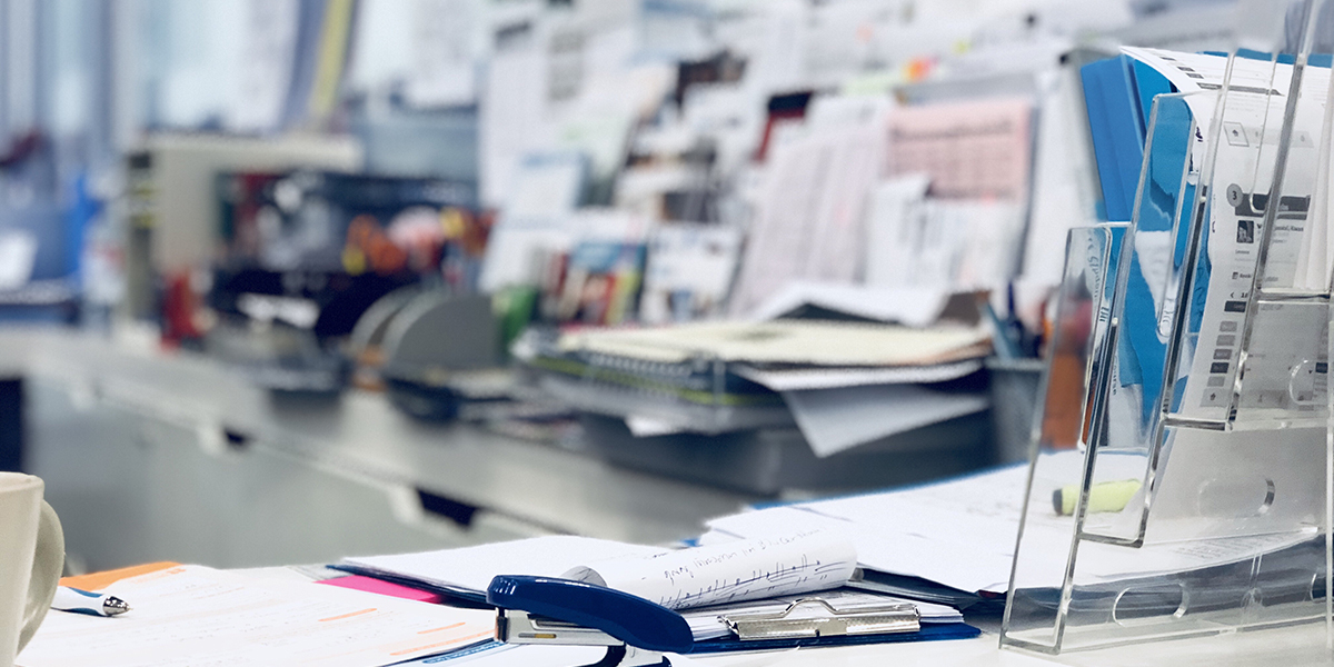 pile and stack document on desk in the office